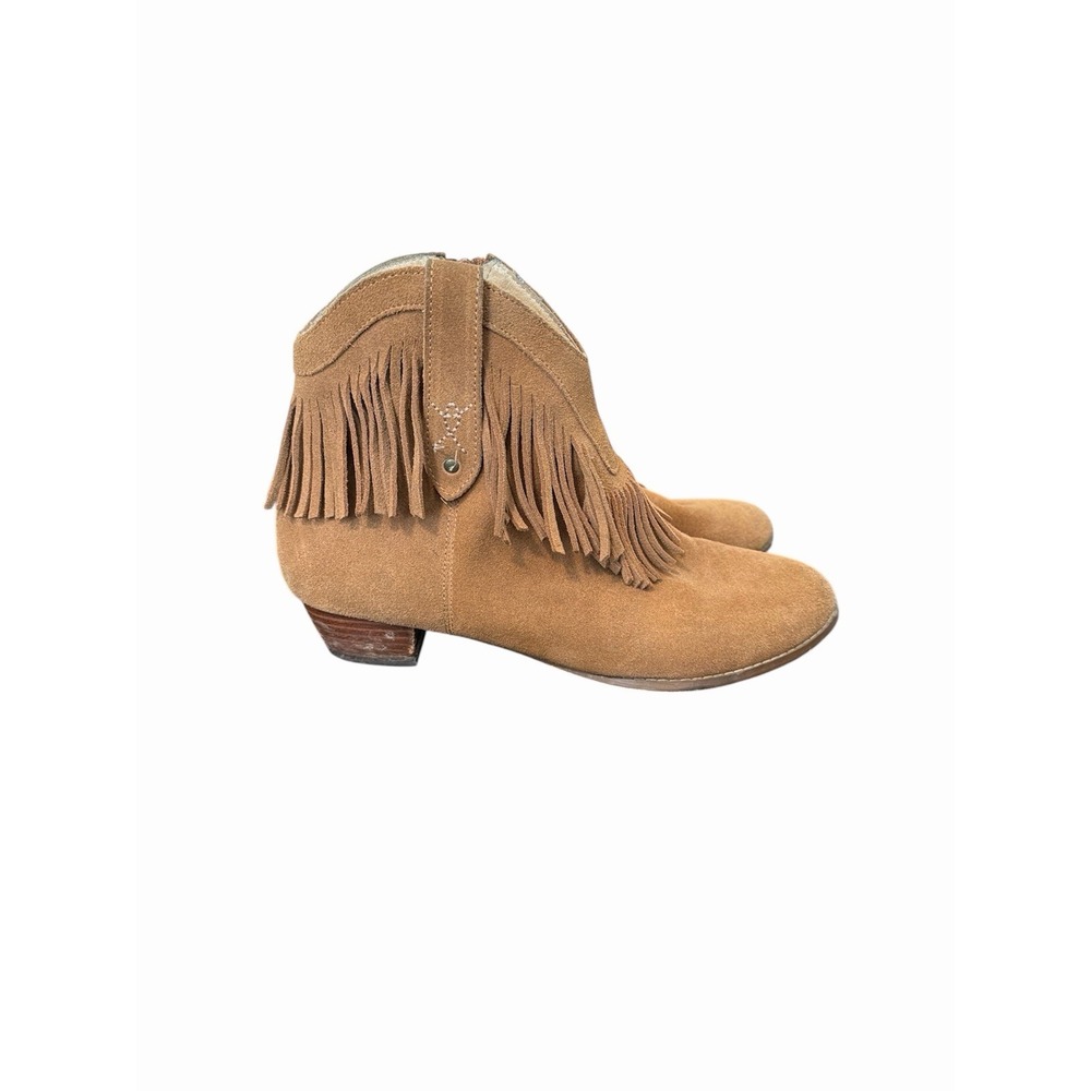 Shyanne Brown Suede Fringe Ankle Booties Size 9.5 Boots Western Rodeo Country